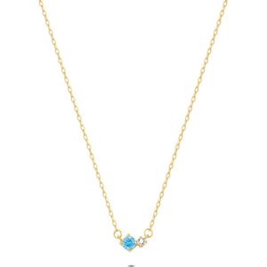 Twice As Nice Halsketting in 18kt verguld zilver, blauw en wit 40 cm+5 cm