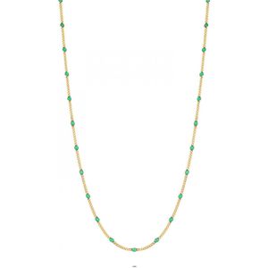 Twice As Nice Halsketting in 18kt verguld zilver, groen email 40 cm+5 cm