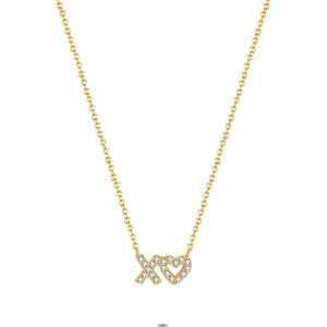 Twice As Nice Halsketting in 18kt verguld zilver, kus en hart 40 cm+5 cm