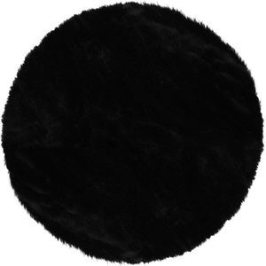 Decomat rond / onderzetter / imitatiebont / decoratie - Zwart - ø 40 cm