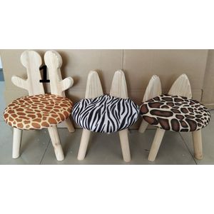 Kinderstoel met oren hout zebra 27x27x37cm