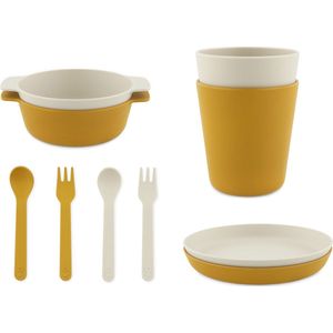 Trixie Eetset PLA Mustard - 2 bekers - 2 Kommetjes - 2 Borden - 2 vorken - 2 lepels