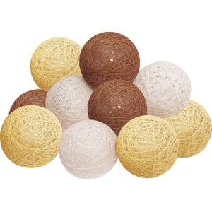 Atmosphera LED Feestverlichting - Batterijen niet inbegrepen - 10 ballen - o6cm - Bruin/Beige/Geel