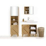 5Five Bamboe Modern Badkamerkast met modulaire spiegel schuifdeur - Ideaal voor elke ruimte, groot o