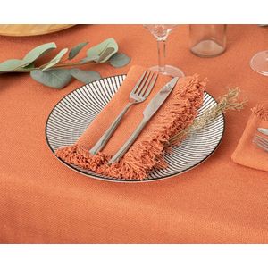 Atmosphera Maha servetten set van 2 - Katoen - Terracotta roze - 40 x 40 cm