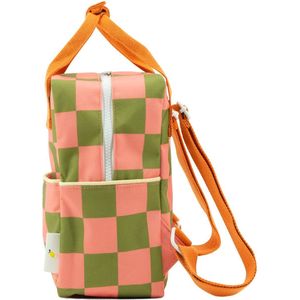 Sticky Lemon Backpack/Boekentas Small Farmhouse - Checkerboard - Sprout Green - Flower Pink