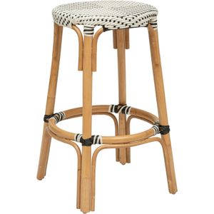 Atmosphera Trecia Rotan Barkruk met voetsteun D40xH66cm - Wit/Zwart