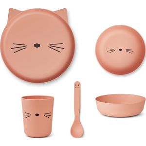 Liewood Brody Kinder serviesset - Bord, drinkbeker, kom en lepel - Cat Rose Blush