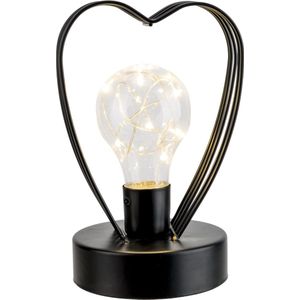 Cosy & Trendy Tafellamp - Hart - LED - Lichtkralen - H17cm - Zwart