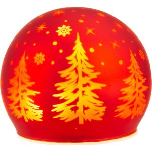 Cosy & Trendy Tafellamp - Kerst - Bal - Rood - D10cm - Glas - LED - Rode ballamp
