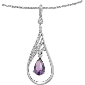 Orphelia ZH-7037 - Pendant With Chain Syn.Amethyst Zirconium - 925 zilver - cubic zirkonia - 45 cm