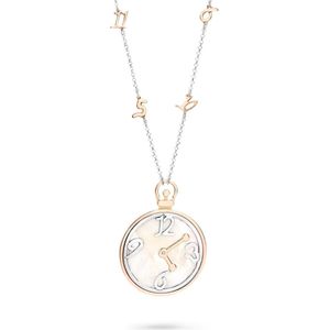 Orphelia ZK-7174 - Necklace Bicolor Big Clock With Numbers Mop - 925 zilver - parelmoer