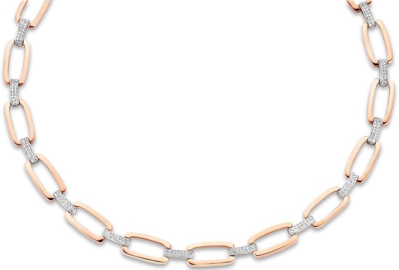 Orphelia - Tweekleurige Ketting - Zilver - Rosé - 925 Zilver - Cubic Zirconia