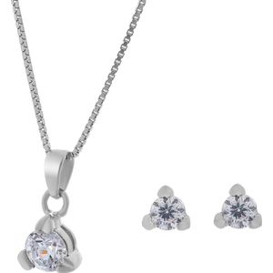 Orphelia SET-005 - Juwelenset: Ketting + Oorbellen - Zilver 925 - Zirkonia