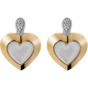 Orphelia ZO-7289/G - Oorbel Hart- 925 Zilver - Parelmoer / Diamant - 1.4 cm