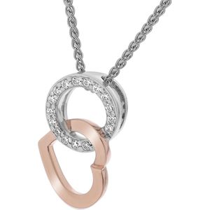 Orphelia ZH-7286 - CHAIN WITH PENDANT CIRCLE IN HEART SILVER AND ROSEGOLD ZIRCONIUM - 925 silver - cubic zirkonia - 45 cm