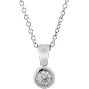 Orphelia KD-2030 - Ketting Solitaire - 18 Karaat Witgoud / Diamant 0.10 ct - 42 cm