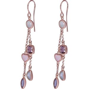 Orphelia ZO-7412 - Oorhangers Pastel - Zilver 925 Rosé - Multicolor Stenen - 6 cm