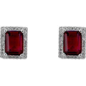 Orphelia ZO-7425/RU - Oorstekers - Zilver 925 - Zirkonia Ruby - 1 cm