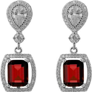 Orphelia ZO-7426/RU - Oorhangers - Zilver 925 - Zirkonia Ruby - 2,8 cm