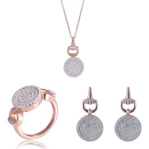 Orphelia SET-7420/60 - Juwelenset Pavé: Ketting + Ring + Oorbellen - 925 Zilver Rosé - Zirkonia - 42 cm / Ringmaat 60