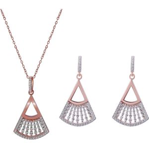 Orphelia SET-7436 - Juwelenset: Ketting + Oorbellen - 925 Zilver Rosé - Zirkonia - 42 cm