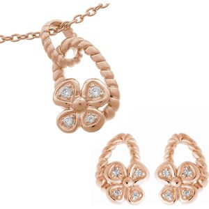 Orphelia - Juwelenset - Oorbellen en Ketting - Roségoudkleur - Zilver