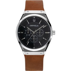ORPHELIA Saffiano kwartshorloge voor heren, Bruin/Zwart, riemen