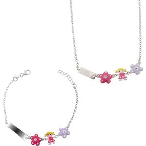 Orphelia - Juwelenset - Zilver - Rhodium - Enamel - Ketting en Armband
