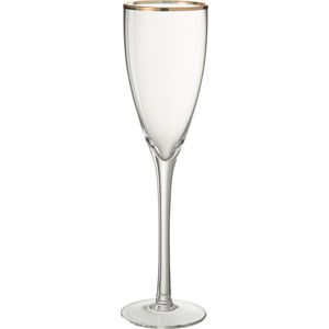 J-line Champagneglas Gouden Rand Glas Transparant/Goud