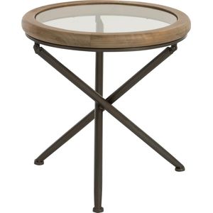Jline Tafel Rond Hout Glas Small