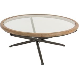 J-Line salontafel Rond - hout/glas - bruin - large