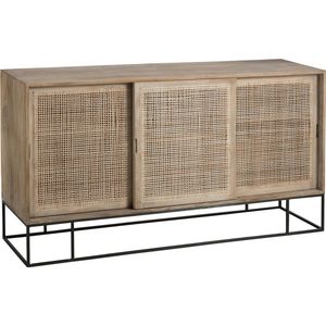 J-Line kast Geweven Riet - 3 schuifdeuren - hout|metaal - naturel
