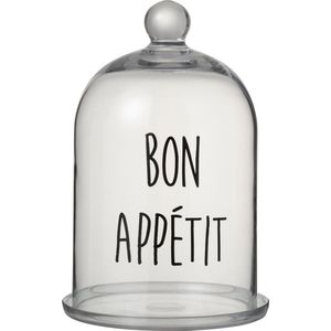 J-Line Cake bord onder glas - Bon Appétit - zwart