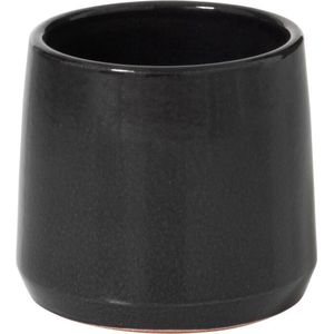 J-Line bloempot Rond - keramiek - zwart - extra small - 2 stuks - Ø 12.5 cm