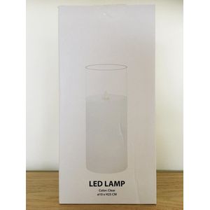 J-line Ledlamp Blinkend Glas Transp L 10X10X25Cm Wit 10x10x25cm