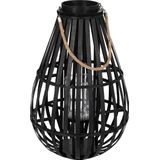 J-Line lantaarn Druppelvorm - bamboe - zwart - small