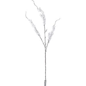 J-Line decoratie tak Besjes - kunststof - wit - 12 stuks