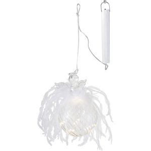 J-Line kerstbal Engel - pluim/glas - large - LED lichtjes