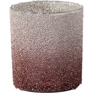 J-Line windlicht Parels - glas - rood/champagne - small - 6 stuks
