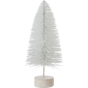 J-Line Kerstboom - kunststof - glitter/wit - large