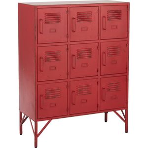 J-LINE CUPBOARD 9 DRAWER METAL RED
