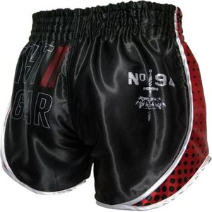 Booster Muay Thai Short Ad Vintage Shield Zwart Rood XL = maat 33/34 | 80-90kg