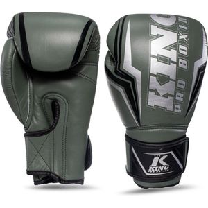 King Kickbokshandschoenen Thor - Leer - Legergroen - 12 oz.