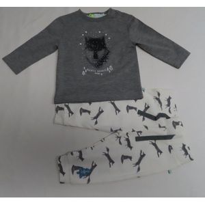 Ensemble - Jongen - Vos - Tshirt LM grijst broekje creme vos all over - 6 maand 68