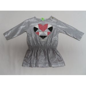 Jurk - Meisje - Glitter - Zilver - Hartje - 6 maand 68