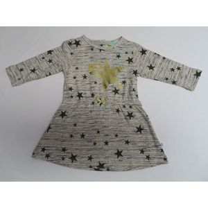 Jurk - Meisjes - Grijst - Sterren - Rock - Glitter ster - 6 maand 68