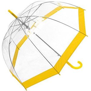 Susino SUSINOEXT3466AYELLOW Transparante klok/koepelparaplu voor dames, automatisch openingssysteem, brede bescherming met diameter 88 cm, winddicht, gele rand, 88 cm,, Geel., Paraplu stok