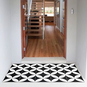 Ambiance-Live PVC-tapijt. antislip. Ter bescherming van vloeren. Cementtegel-ontwerp. Handwas. Dikte: 2,2 mm. 60 cm x 100 cm. Zwart en wit.