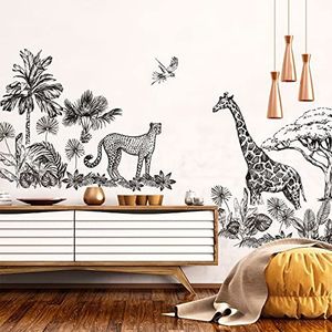 Stickers muraux enfants - Decoratie chambre bébé - Stickers muraux enfant - Sticker muurschildering Animaux de la Savane - Autocollant muurschildering géant Animaux - H135 x B120 cm